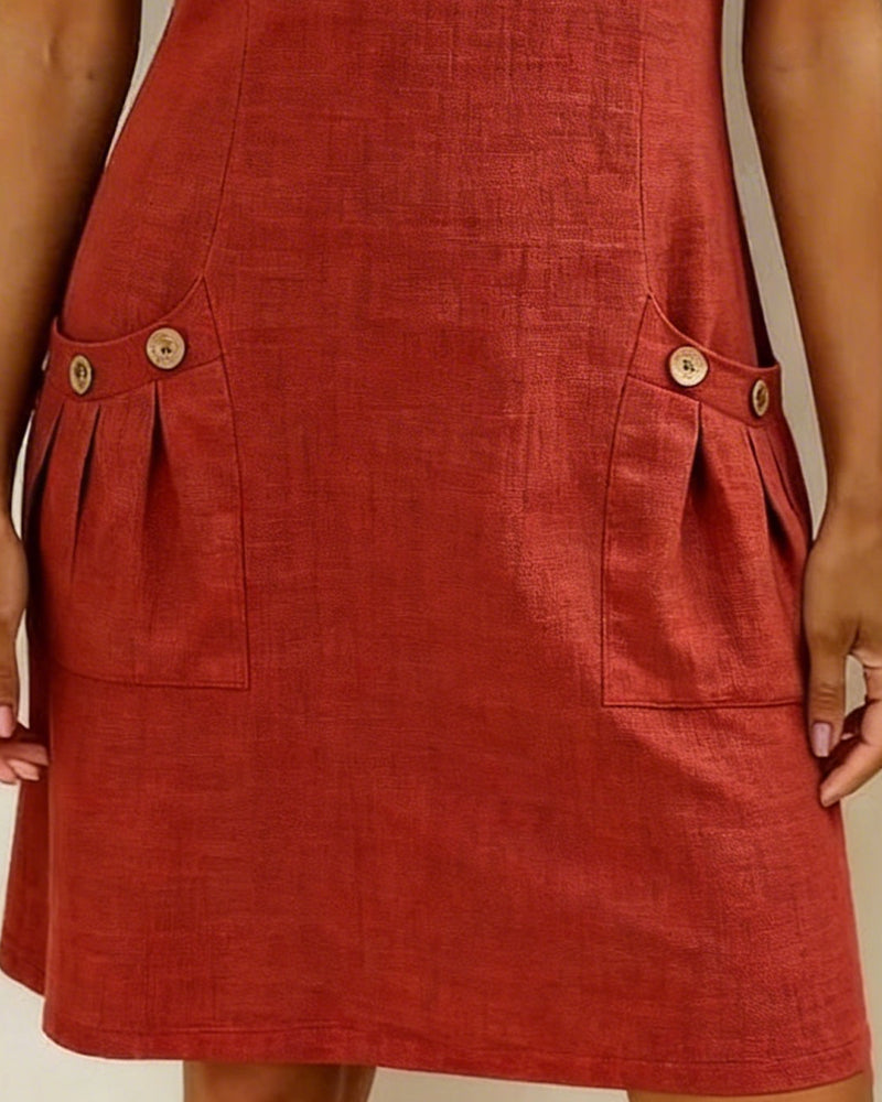 Leliana vestido de algodón y lino detalle