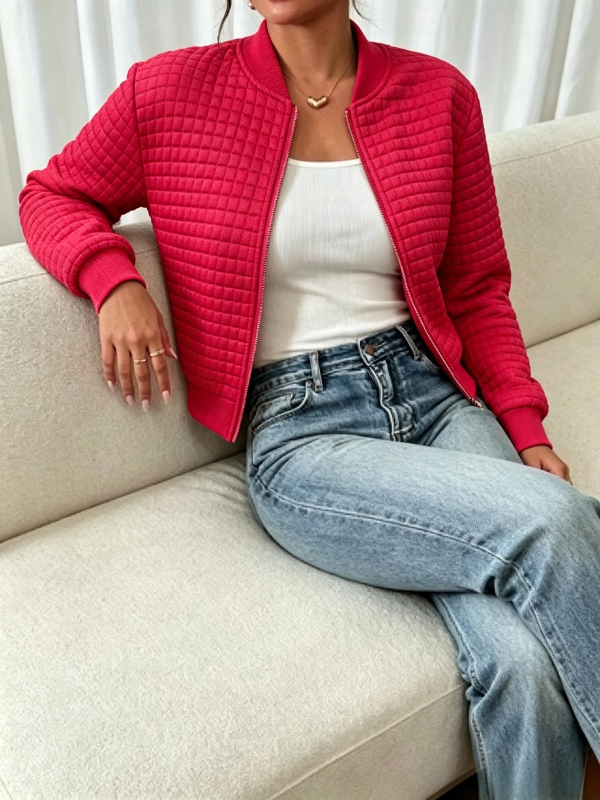 Chaqueta Miriam en rojo, detalle