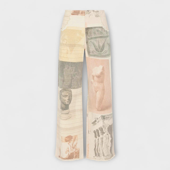 Rhea – Jeans de pierna ancha estampados con un toque vintage