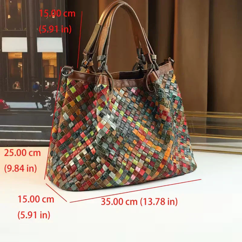 El encanto ecléctico de Marina | Bolso tote de piel con patchwork