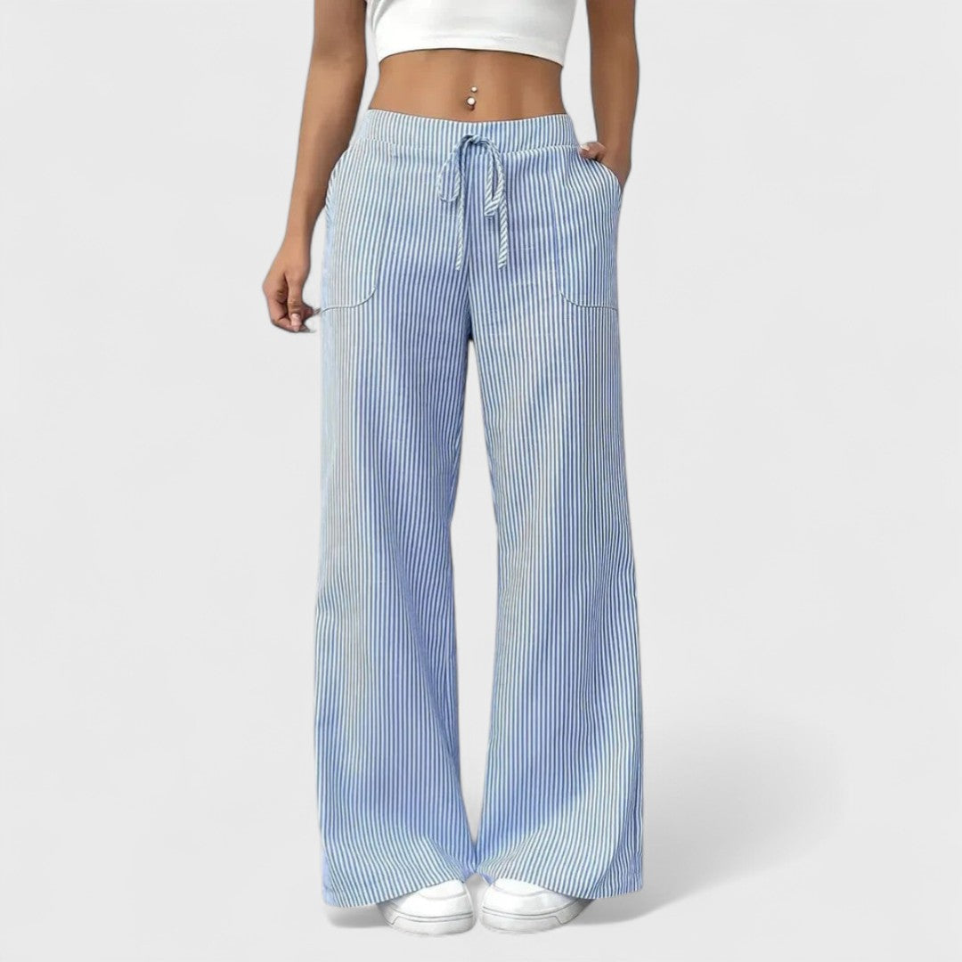 Dominique - Pantalones cómodos y amplios con detalles elegantes