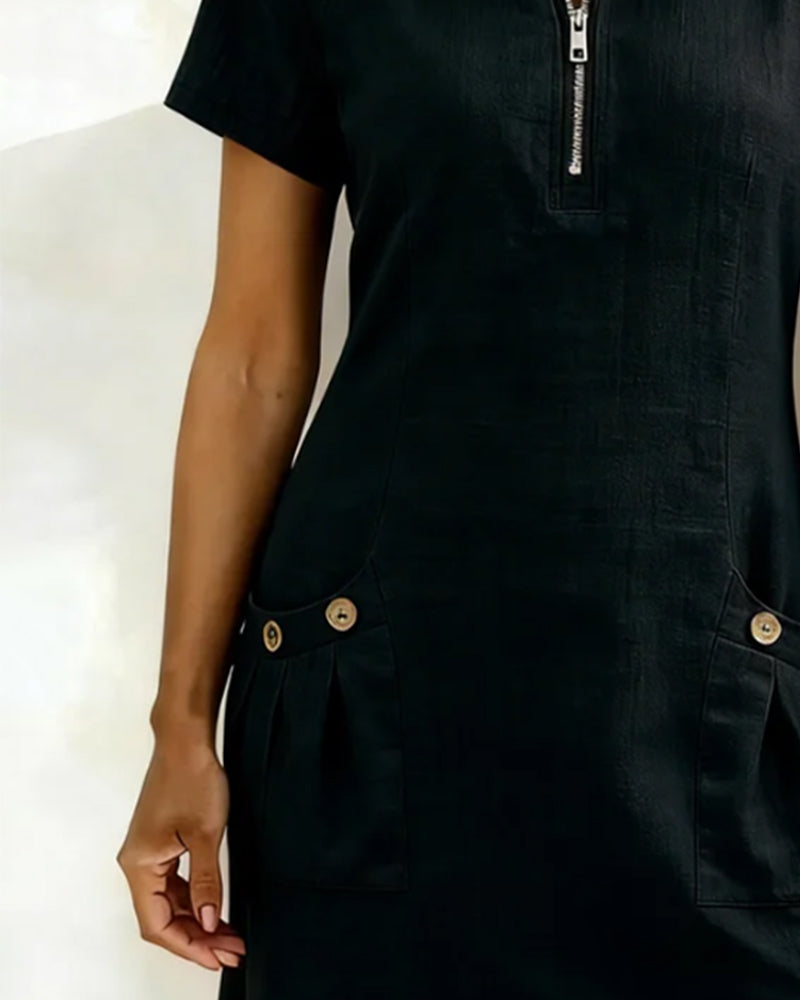 Leliana vestido de algodón y lino detalle