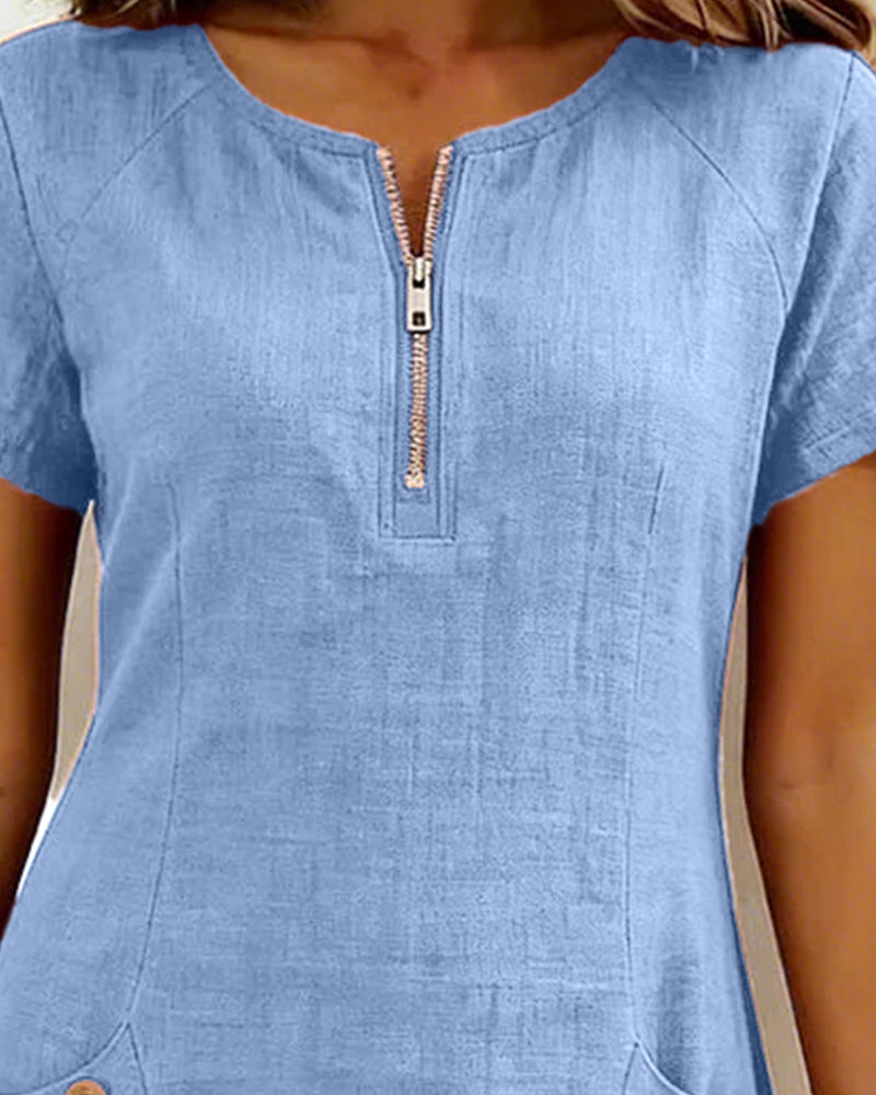 Leliana vestido de algodón y lino detalle