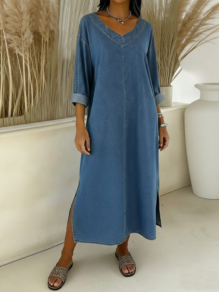 Valeria | Vestido vaquero fluido con escote en V