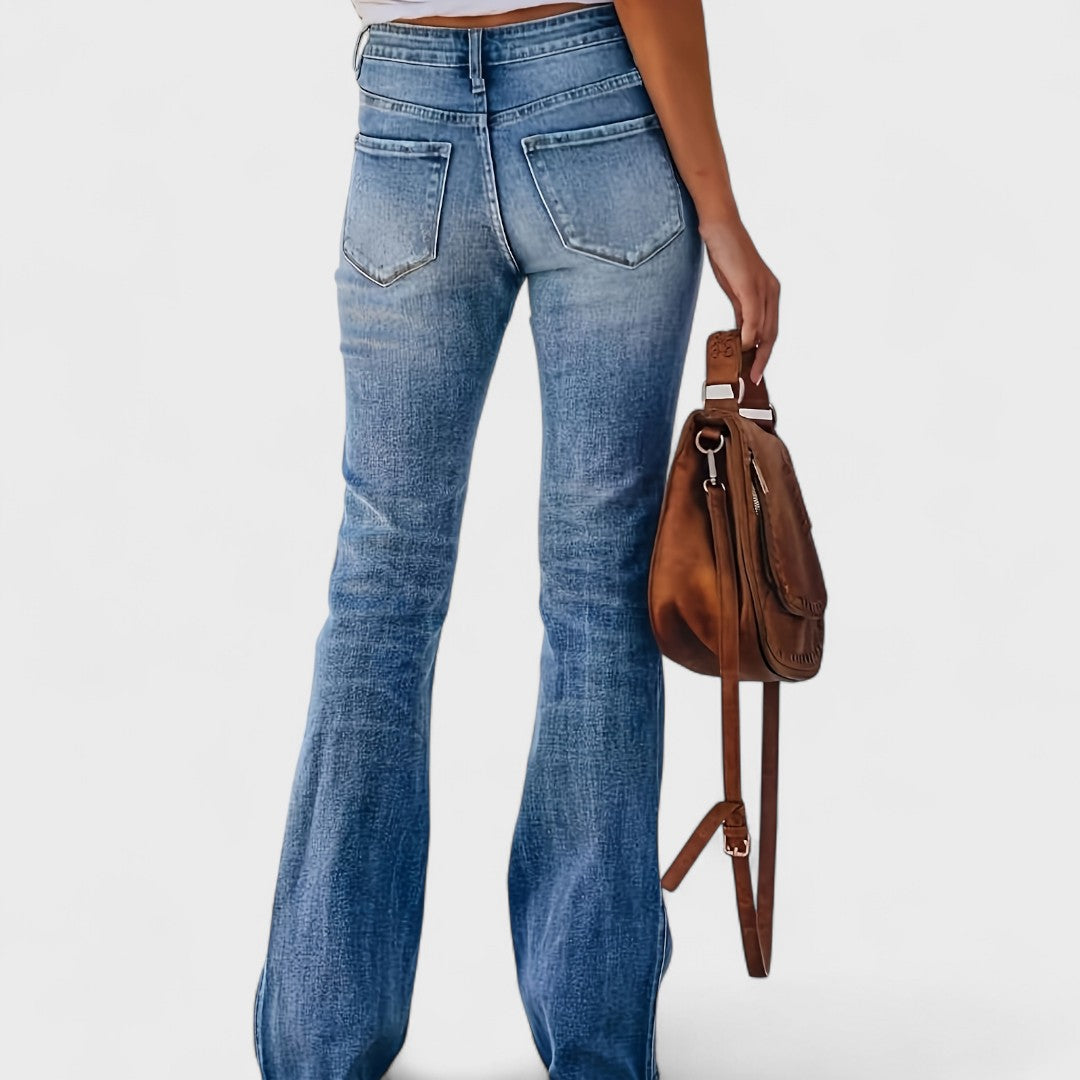 Foxa - Jeans Flare Elasticizados Retro Versátiles Casual
