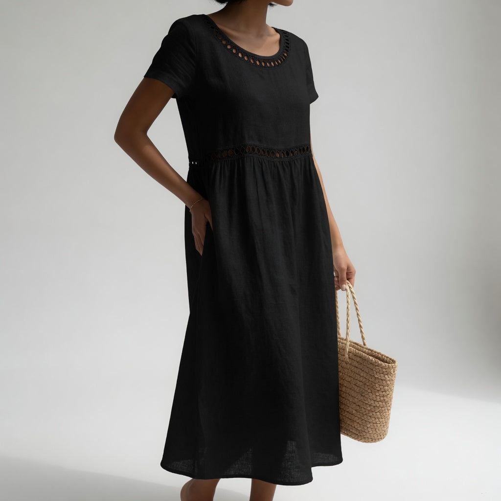 Livia | Vestido Bordado - Negro