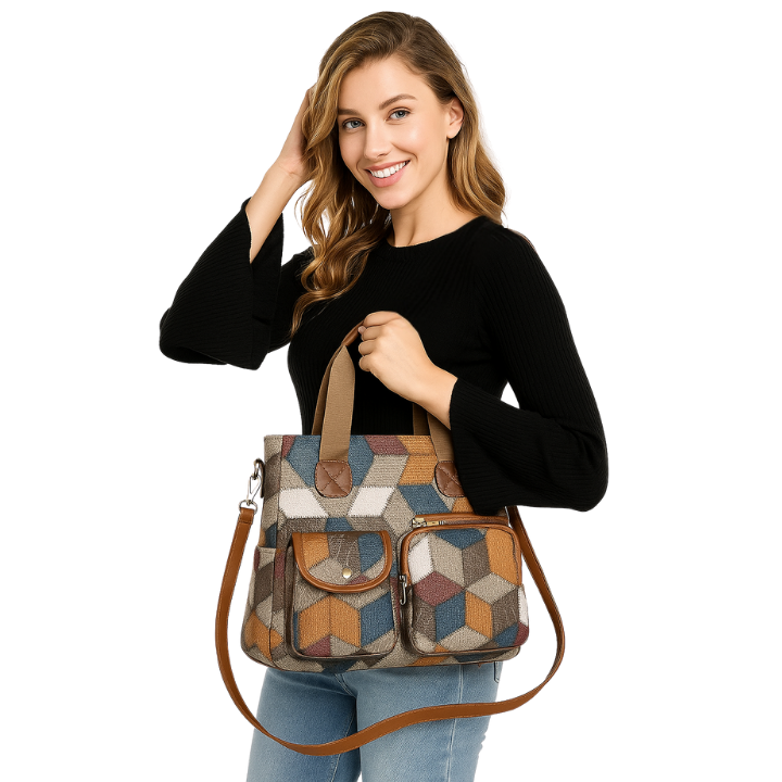 Bolso | De mano de piel con mosaico