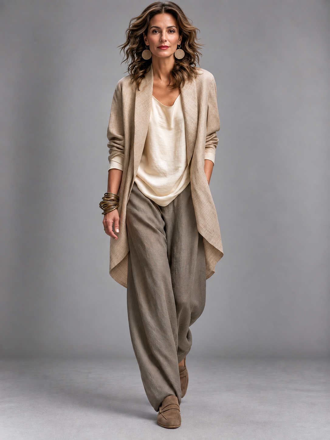 Berta | Conjunto de Tres Piezas con Pantalón Ancho