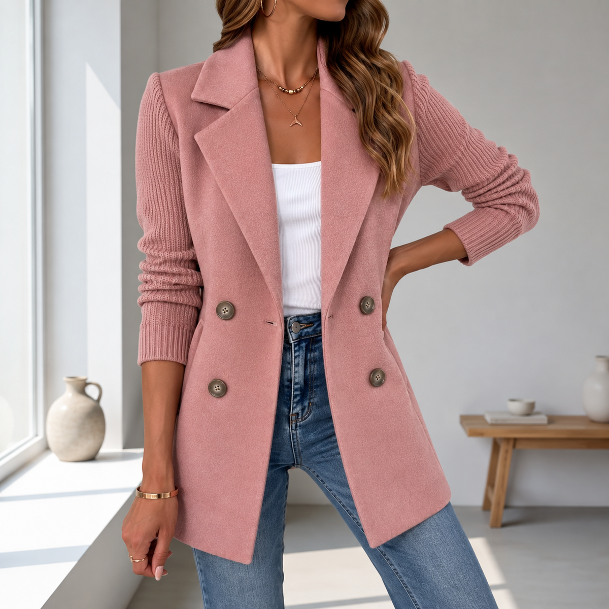 Noelia | Chaqueta de Otoño con Mangas de Punto