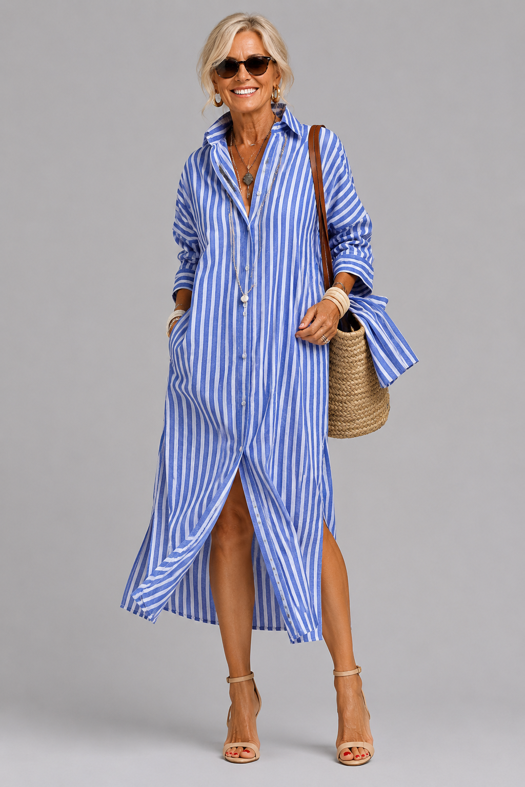 Lorena | Vestido Camisero de Rayas