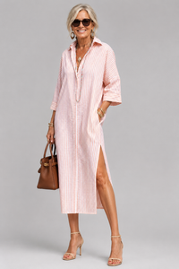 Lorena | Vestido Camisero de Rayas