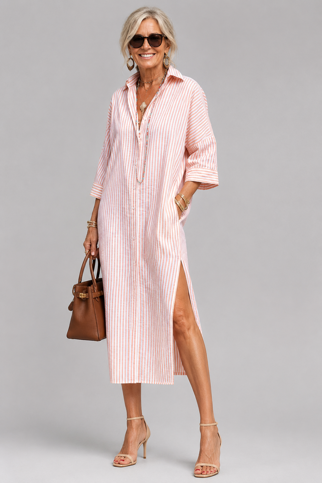 Lorena | Vestido Camisero de Rayas