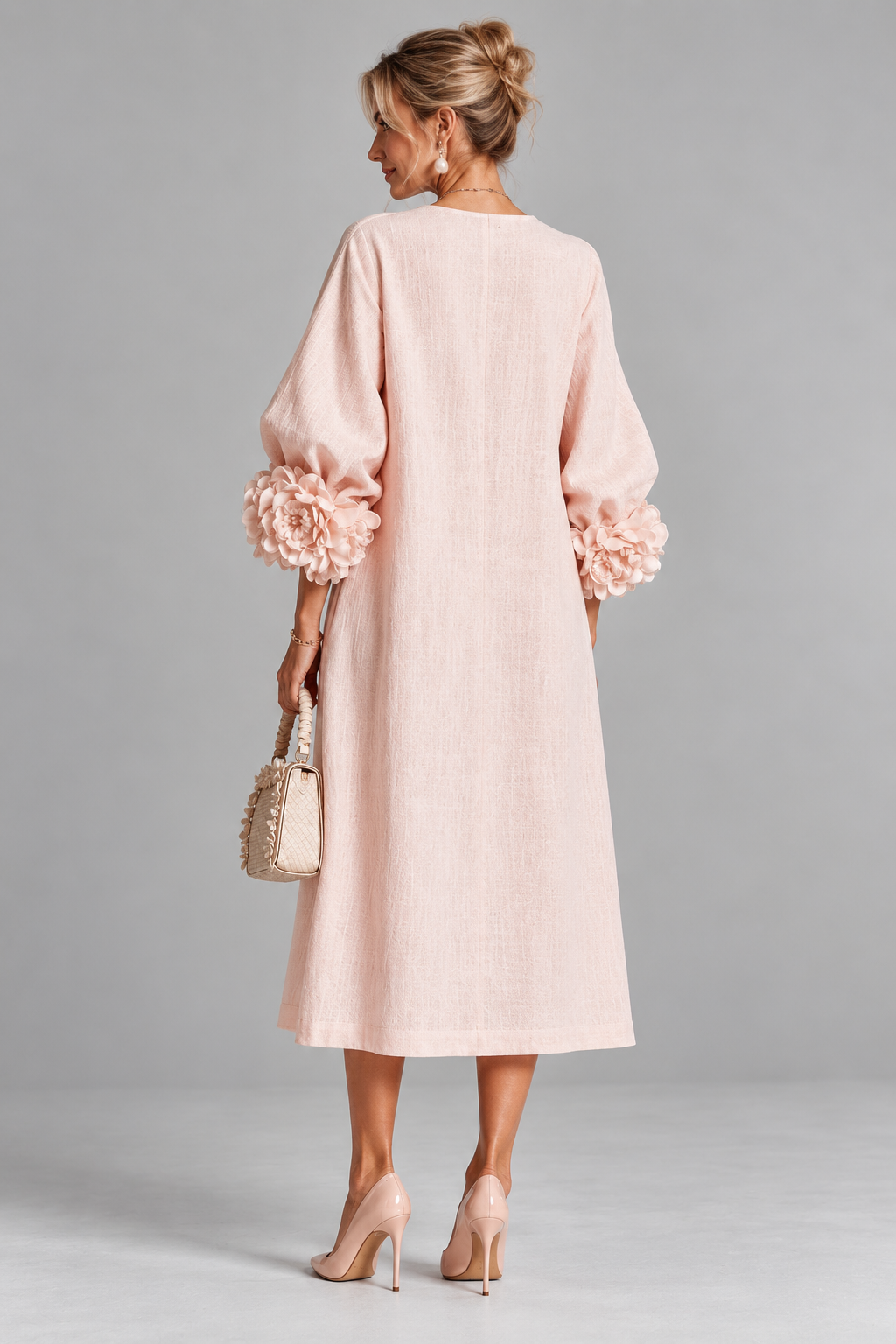 Iria | Vestido Midi con Puños de Flores