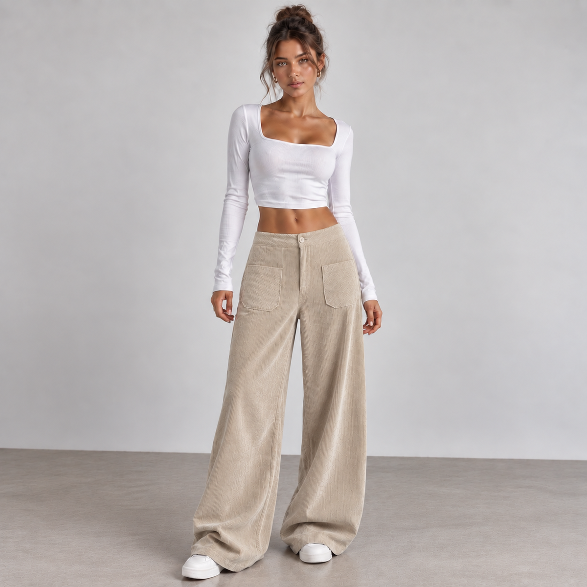 LAURA – Pantalón Ancho Con Bolsillos Delanteros