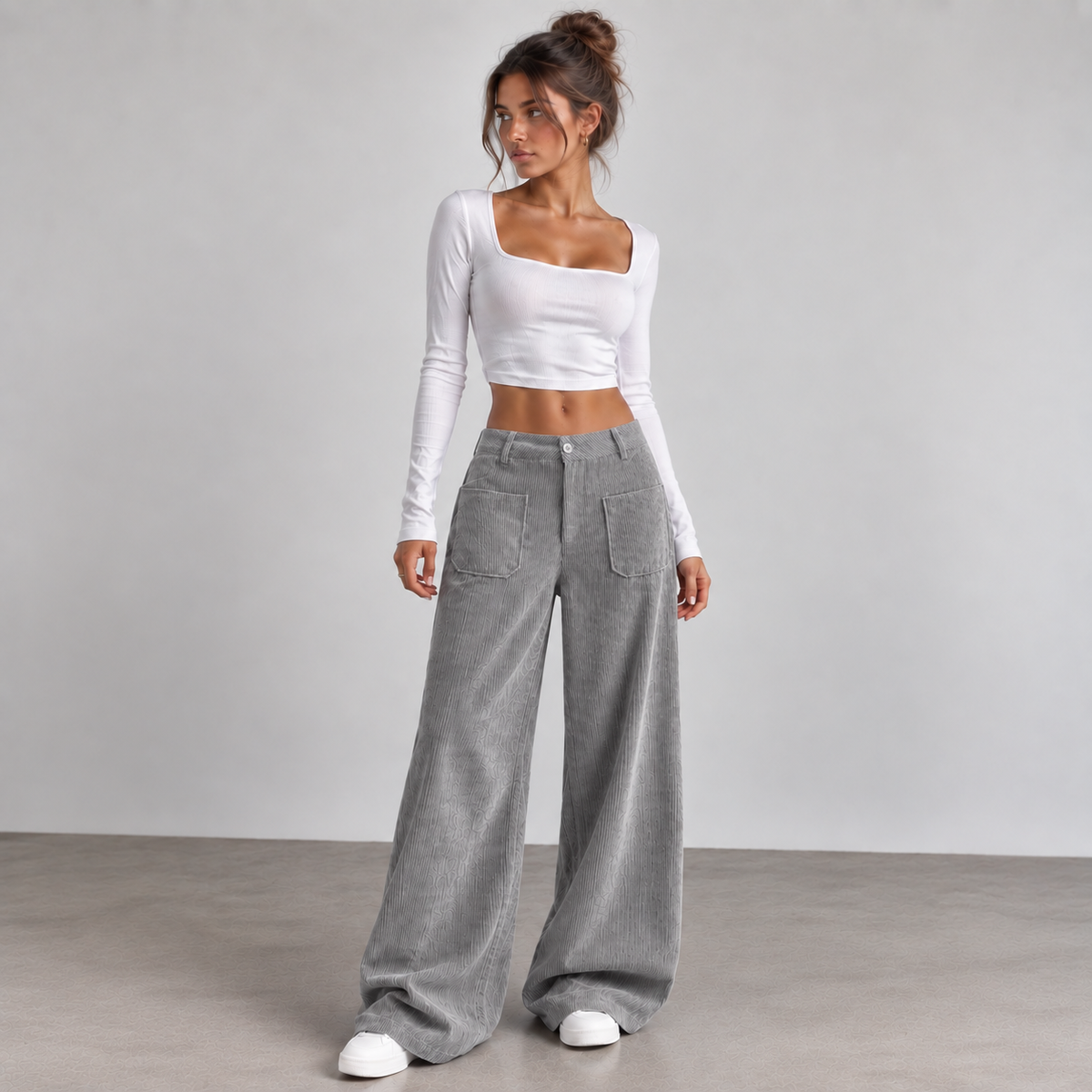 LAURA – Pantalón Ancho Con Bolsillos Delanteros