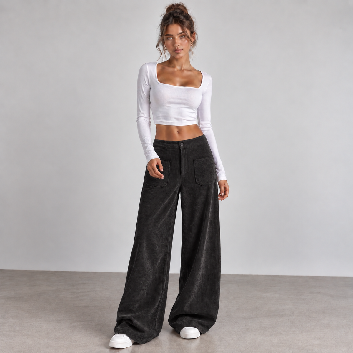 LAURA – Pantalón Ancho Con Bolsillos Delanteros