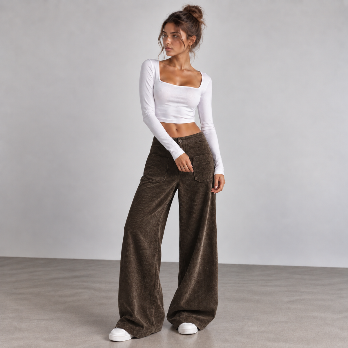 LAURA – Pantalón Ancho Con Bolsillos Delanteros