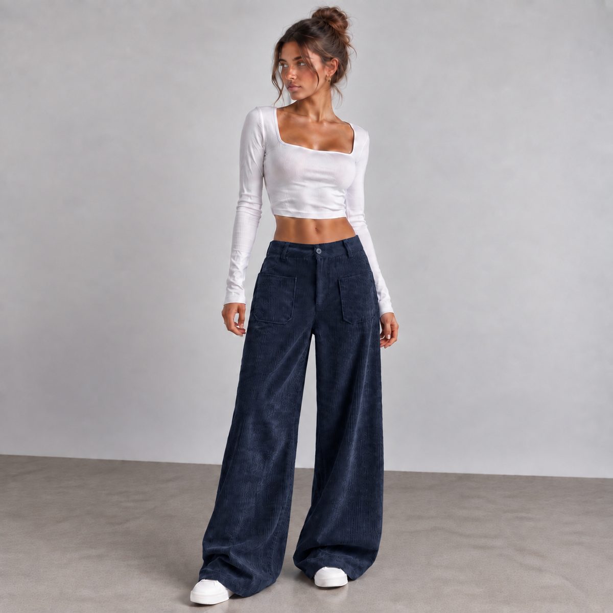 LAURA – Pantalón Ancho Con Bolsillos Delanteros