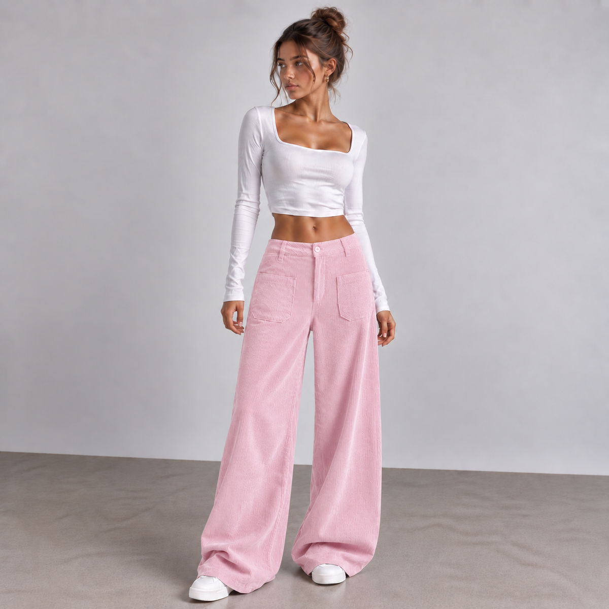 LAURA – Pantalón Ancho Con Bolsillos Delanteros