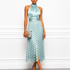 Irene vestido midi de noche verde agua