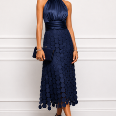 Irene vestido midi de noche azul marino