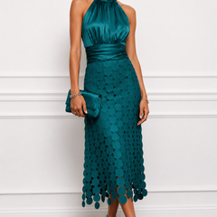 Irene vestido midi de noche verde oscuro