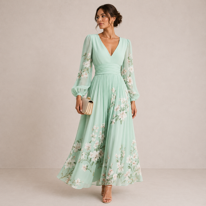 VENIRA | Vestido Midi Floral Verde