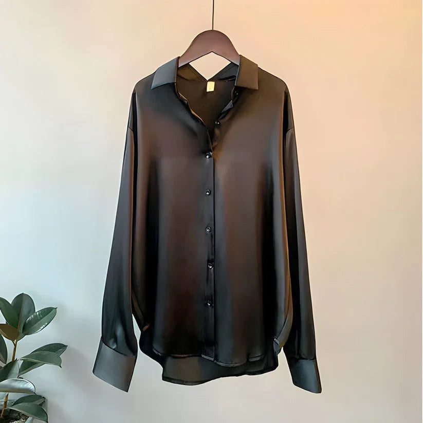 ADDIE – Blusa de seda y cómoda de manga larga para mujer