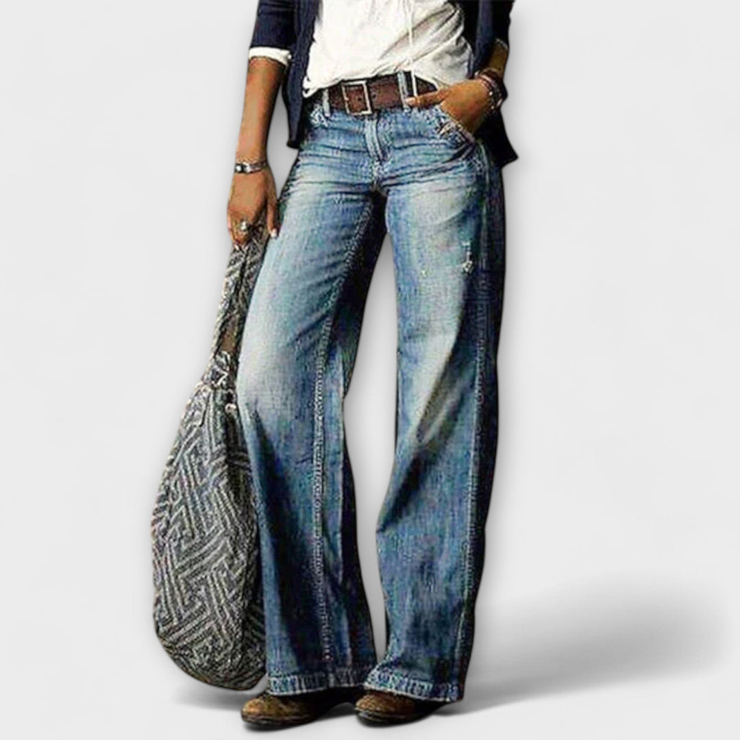 Cess - Pantalones de Denim con Pierna Ancha
