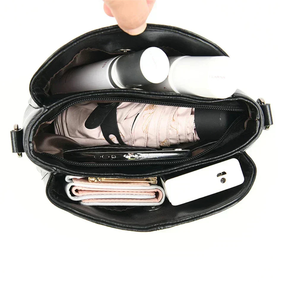 Elegante | Bolso tote y bandolera de piel bordada para mujer
