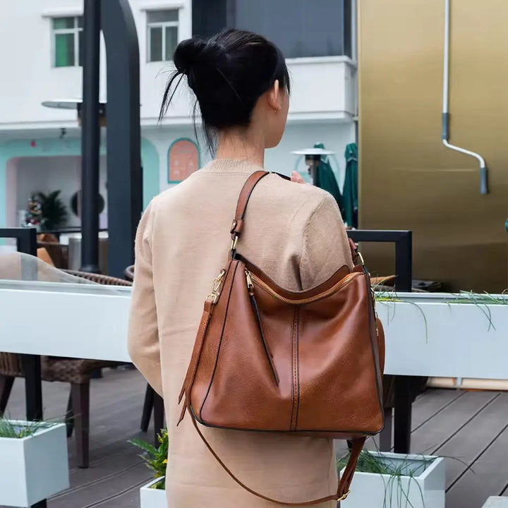 Bolso | De mano de cuero de lujo antirrobo tipo hobo + Cartera pequeña GRATIS