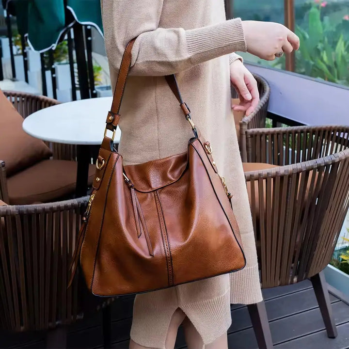 Bolso | De mano de cuero de lujo antirrobo tipo hobo + Cartera pequeña GRATIS