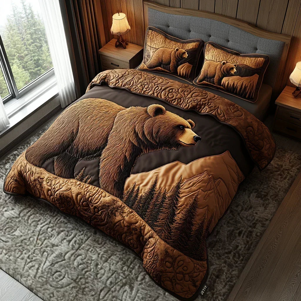 Completo letto trapuntato a 3 pezzi - Animali del Bosco