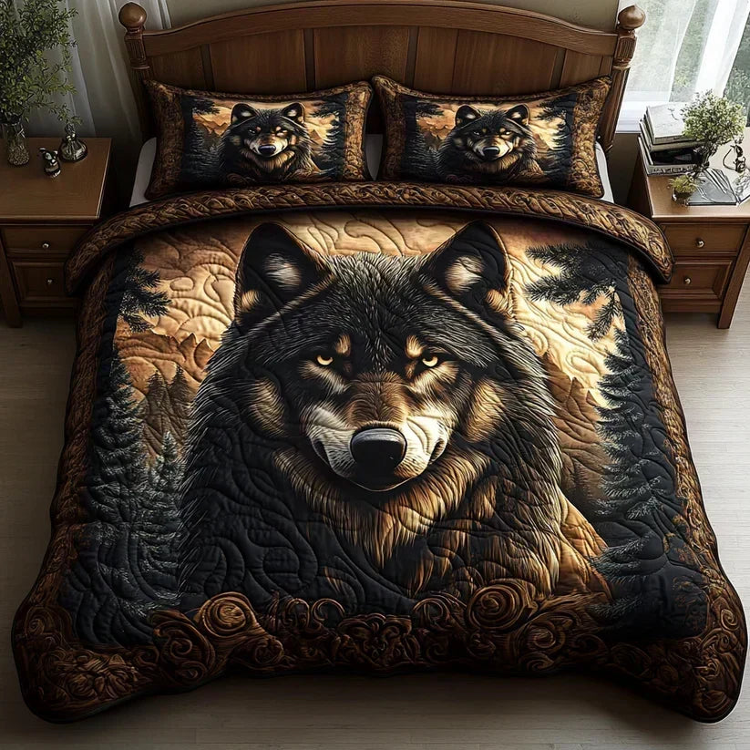 Completo letto trapuntato a 3 pezzi - Animali del Bosco
