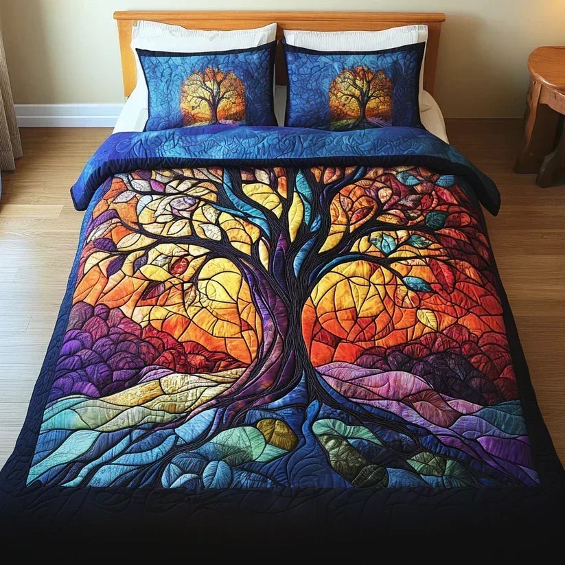 Completo letto trapuntato a 3 pezzi - Albero della Vita