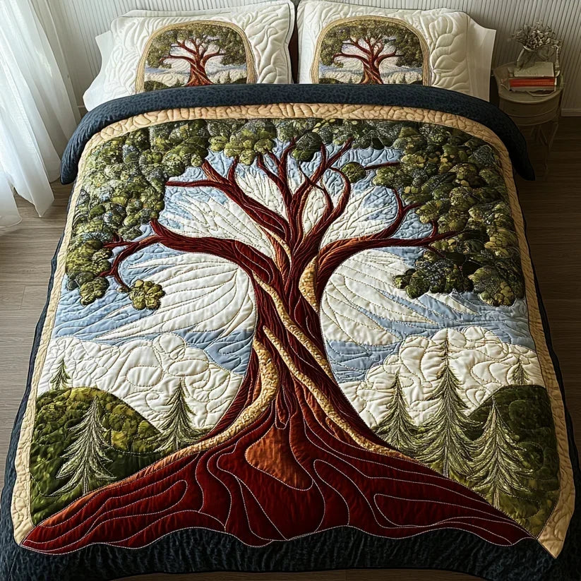 Completo letto trapuntato a 3 pezzi - Albero della Vita