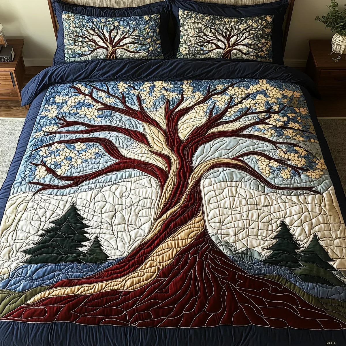 Completo letto trapuntato a 3 pezzi - Armonia del Bosco