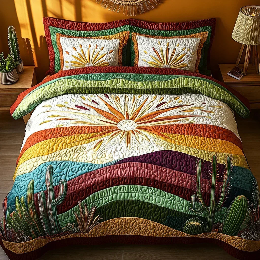 Completo letto trapuntato a 3 pezzi - Tramonto sui Cactus