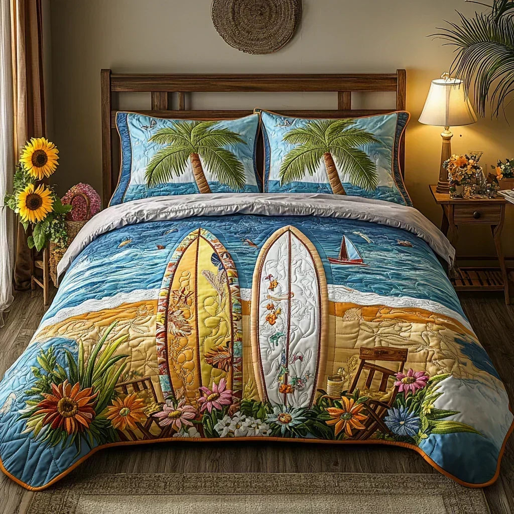 Completo letto trapuntato a 3 pezzi - Brezza dell'Isola