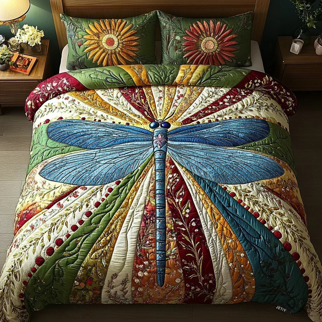 Completo letto trapuntato a 3 pezzi - Libellula Dorata