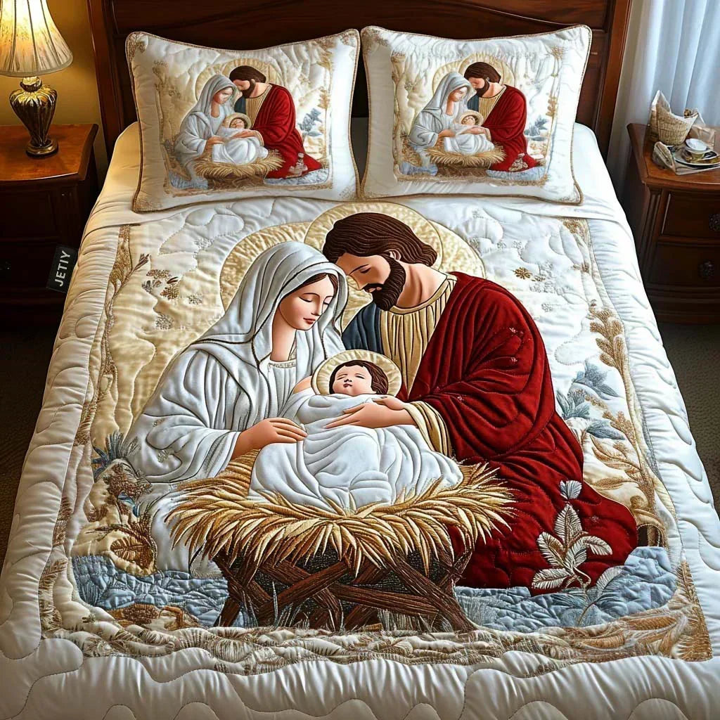 Completo letto trapuntato a 3 pezzi - Magia di Babbo Natale