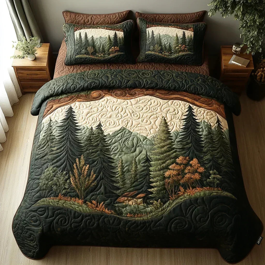 Completo letto trapuntato a 3 pezzi - Passeggiata nel Bosco