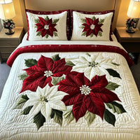 Completo letto trapuntato a 3 pezzi - Stelle di Natale invernali