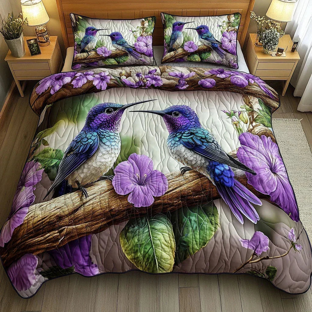Completo letto trapuntato a 3 pezzi - Rifugio degli Uccelli