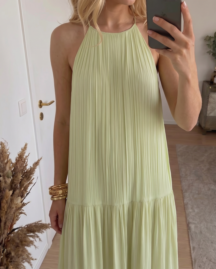 LIVIA | Maxi Vestido Boho Verde Pistacho