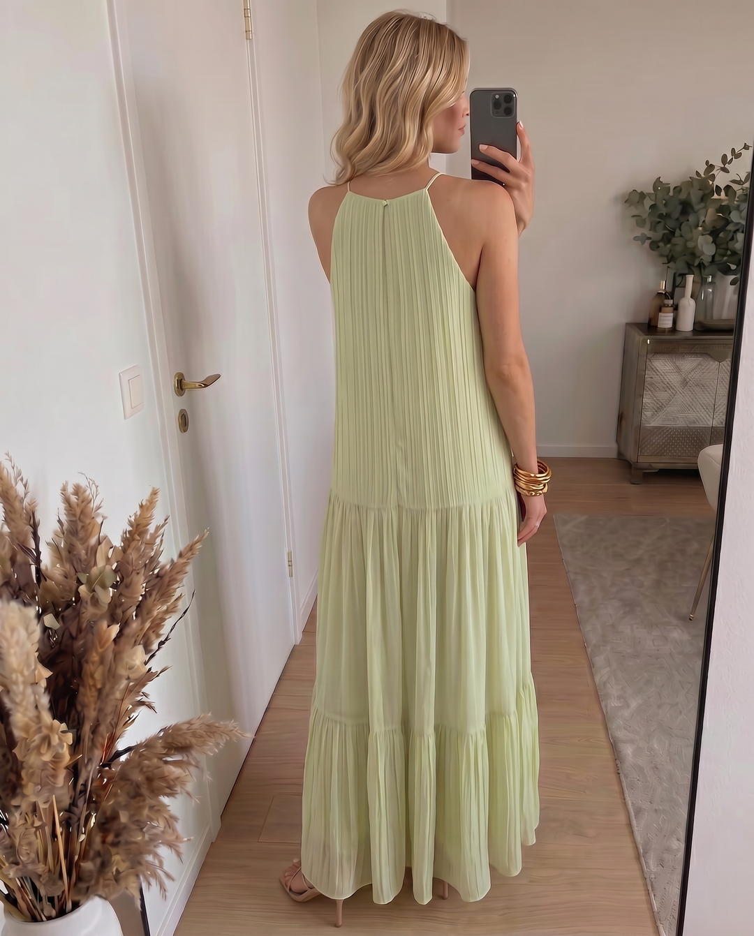 LIVIA | Maxi Vestido Boho Verde Pistacho