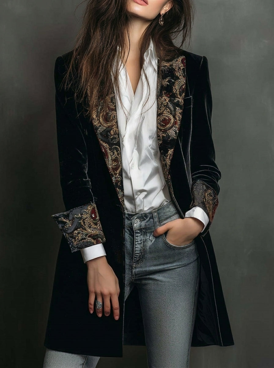 Marta | Blazer de Corte Entallado con Estampado Barroco