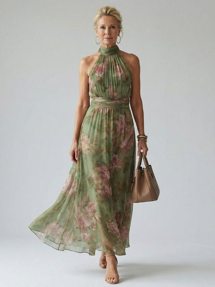 Mirelle | Vestido Midi Halter con Fruncidos