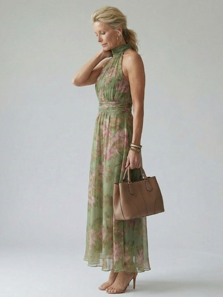 Mirelle | Vestido Midi Halter con Fruncidos