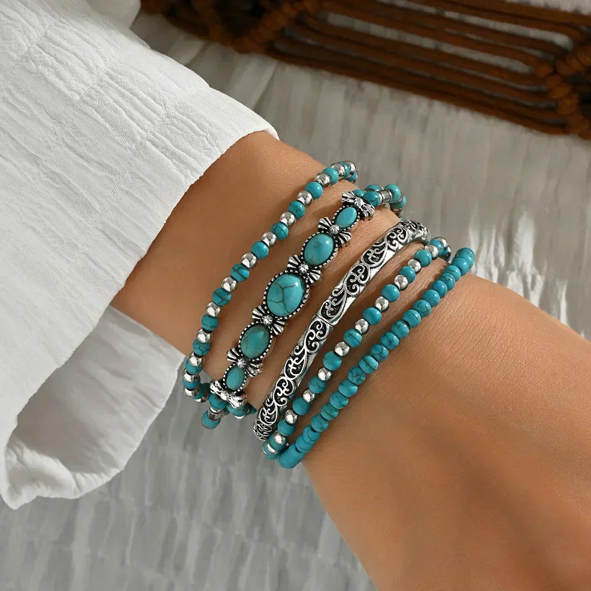 Celestina | Set de Pulseras con Cuentas Turquesa